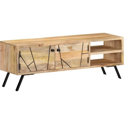 Meuble TV pour Salon - Armoire TV 110x30x40 cm Bois massif de manguier BV550996 - BonneVie (1/5)