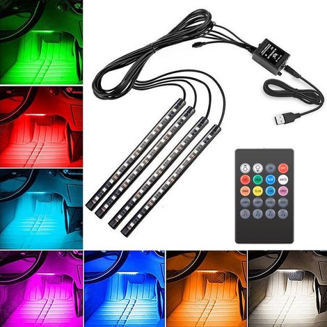 Bande lumineuse musicale pour voiture, 12 LED — 422CM — Version USB (télécommande fournie avec piles) (1/5)