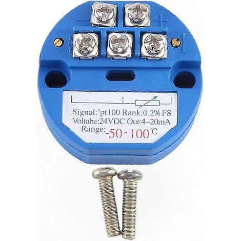 Transmetteur de température PT100 RTD -50°C à 100°C, sortie 4-20mA, sonde à résistance thermique, alimentation 24V DC, module industriel. (1/5)