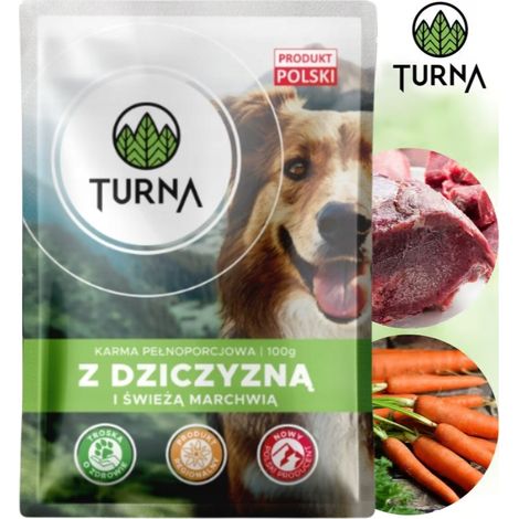 Cibo umido per cani Turna con carne di cervo e carote fresche 100 g (1/3)