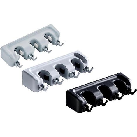 Wandmontierter Besen- und Mopphalter mit Schlitzen und Haken, Besenaufbewahrungsregal, ideal für Haus, Küche, Garten und Waschküche. (1/5)