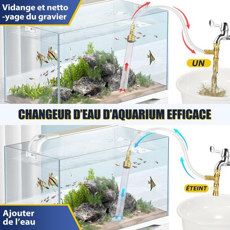 Kit de nettoyage pour aquarium avec changeur d'eau automatique et siphon pour gravier