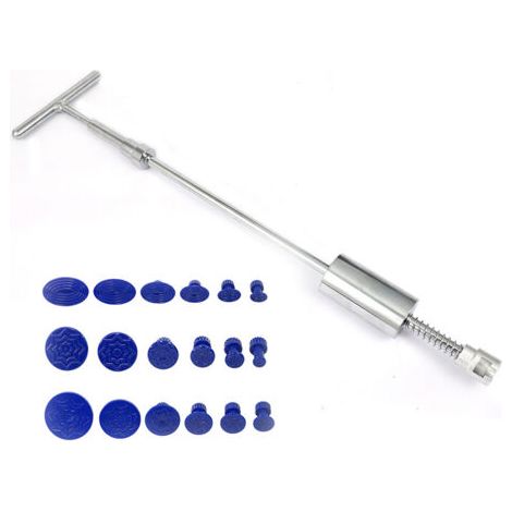 19pcs Kit Debosselage Marteau Coulissant, Debosselage Caravane, Paintless Débosselage Réparation de Bosses de Voiture sans Peinture Outil de T Type Extracteur de Denture,Glissière Marteau Barre (1/5)