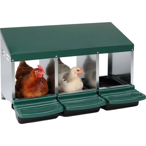 Caisse de Nidification pour Poules, Acier Robuste, Facile Ă Nettoyer, 3-Trous (1/2)