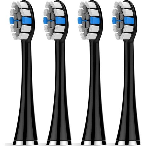 Lot de 4 têtes de brosse à dents standard compatibles avec toutes les brosses à dents électriques Smile S131 Noir (1/5)
