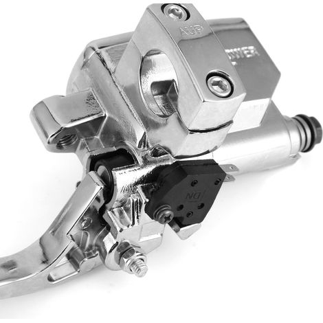Modification moto : ensemble pompe supérieure de frein à disque universel 25 mm, pompe hydraulique double, pompe d’embrayage et de frein (argenté) (1/5)