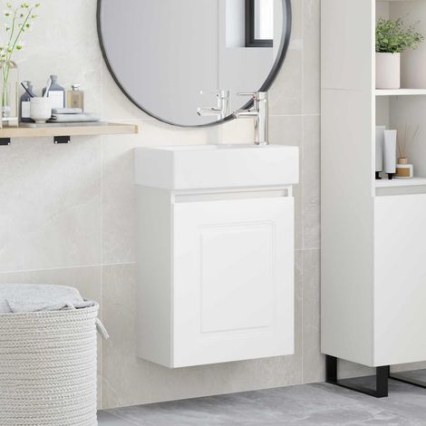 vidaXL Mobile bagno con rubinetto Bianco 45,5 x 22,5 x 84 cm