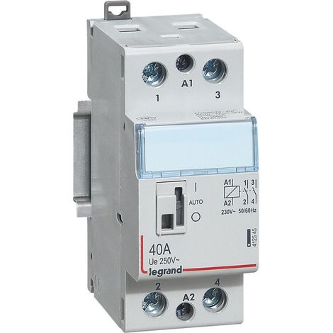 Contattore con bobina 230 V 2P 250 V 40 A 2 NA 2 moduli. LEGRAND 412545