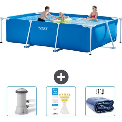 Intex – Piscine hors sol rectangulaire 300x200x75 cm – PVC renforcé – Installation rapide en 30 min – Pompe à filtre 2271 l/h incluse