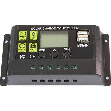 Controlador de carga solar PWM automático de 20 A, 12 V/24 V, con protección de batería, para paneles solares, eficiente y fiable. (1/5)