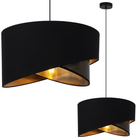 LAMPE À SUSPENSION ASTI INCLINÉE NOIRE 1 PLAQUE ABAT-JOUR NOIR-OR TS (1/5)