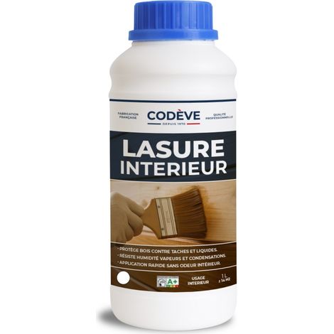 Lasure Bois Interieur - 1 L - Codeve Bois - Chêne clair - Pour La Décoration De Votre Boiserie, Lambris, Porte Ou Poutre En Bois.