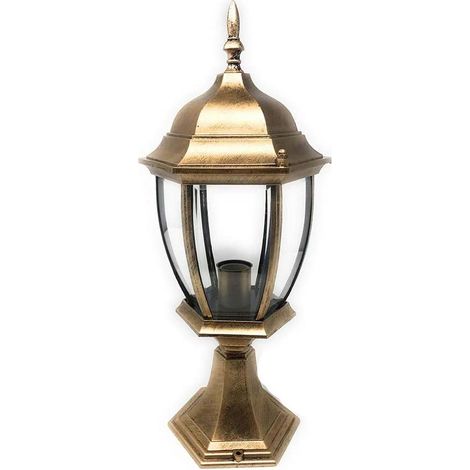 Lampione da giardino da terra lanterna luce per esterno in alluminio e vetro con portalampada E27 Bronzo (1/5)