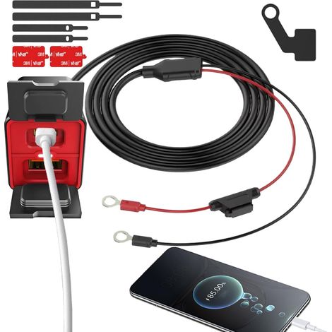 Chargeur de téléphone portable pour moto - Chargeur USB pour moto, adaptateur de téléphone portable - Unité de charge robuste avec boîtier résistant aux éclaboussures - Fournit une (1/5)