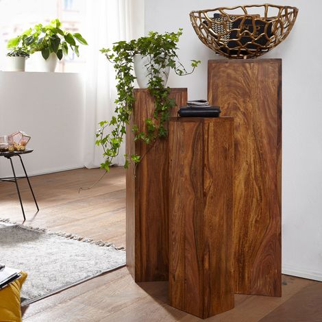 Lot de 3 sellettes 24,5, 20 et 15 cm en bois de sheesham (1/4)