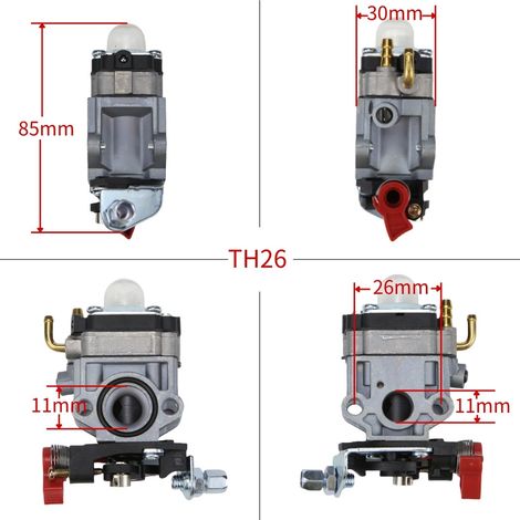 Carburateur de tondeuse TH26 compatible avec MP11, TL26, TL23, TU26 49cc, carte 1E32F1E34 (1/4)