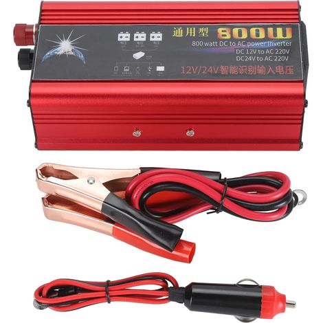 Ortviai Convertisseur de Courant Voiture 800 W 12 V / 24 V vers 220 V – Onde Modifiée, Protection Multiples (1/5)