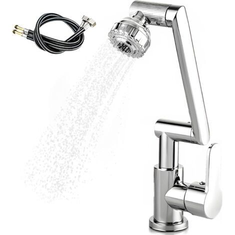 Flexible Robinet Cuisine, Robinet Mitigeur Cuisine, Robinet Cuisine Douchette, 1080° Flexible Rotation Mitigeur Cuisine, 2 Modes de Jet, Livré avec 2 Flexibles 60cm(Argent) (1/4)