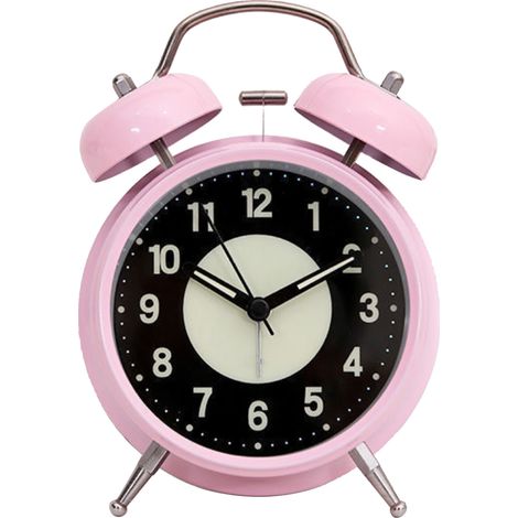 Réveil Enfant Lumineux Silencieux Métal Rose Design Rétro Fonctionnement à Piles Idéal pour Chambre Student (1/5)