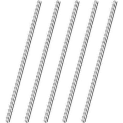 Lot de 5 tiges entièrement filetées, M10 x 300 mm, filetage à droite en acier inoxydable 304, pour boulons d'ancrage/pinces/étriers de fixation de meubles, vis à filetage métrique (1/5)
