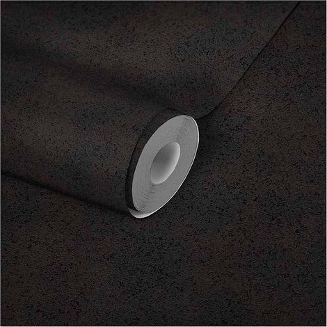 Papier peint uni noir intissé Tapisserie élégante couleur noire pour cuisine Papiers peints chics pour couloir et salon (1/5)