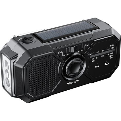 Radio solaire portable d'urgence , 1200 mAh, noire (1/5)