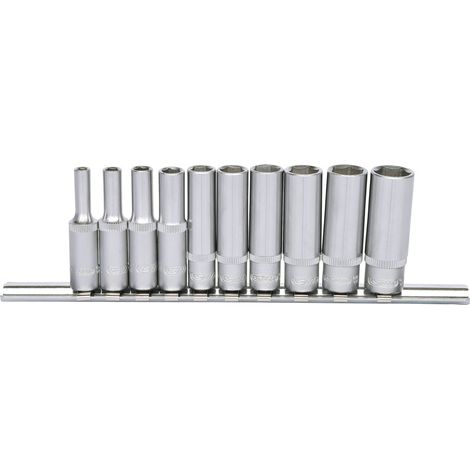 1/4" Sechskant-Stecknuss-Satz, lang, 10-tlg 4-13mm (1/4)