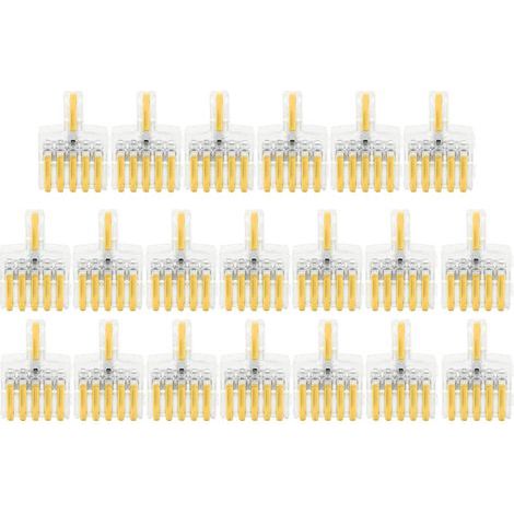 20 connecteurs rapides pour fils SPL, borniers en T, répartiteurs de lignes pour conducteurs en cuivre 5 en 1 (jaune) (1/5)