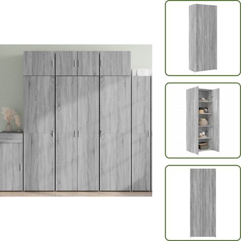 The Living Store Highboard Grau Sonoma 70x42,5x185 cm Holzwerkstoff - Hochschrank (1/5)
