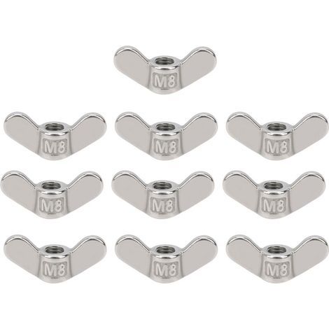 Écrous papillon M8 en acier inoxydable 304 Lot de 10 pièces, fixation facile sans outil (1/5)