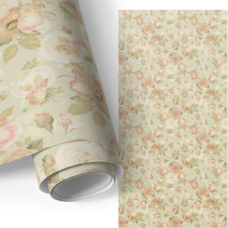 Möbelfolie - Klebefolie für Möbel - Selbstklebende - Deko-Folie für Küche Schrank Tisch & Fensterbank - Blumenmuster 50x100 cm
