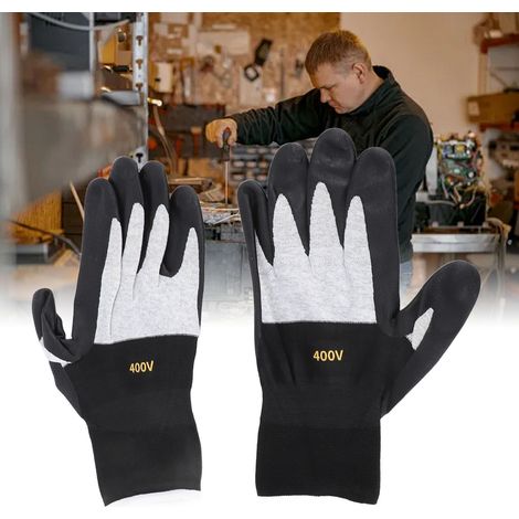 Gants d'Électricien Isolants Anti-Slip 400V en Caoutchouc - Paire - Taille 8x24cm - Pour Installation & Maintenance