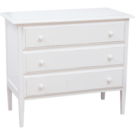 Cassettiera legno massello 100x48x85 cm Cassettiera shabby chic bianca Como cassettiera vintage 3 cassetti credenza vintage (1/5)