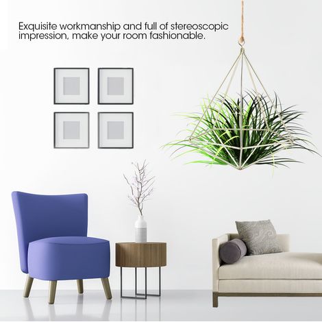 Support suspendu géométrique pour plantes, autoportant, avec support pour fleurs, fougère et mousse (imitation or) (1/5)