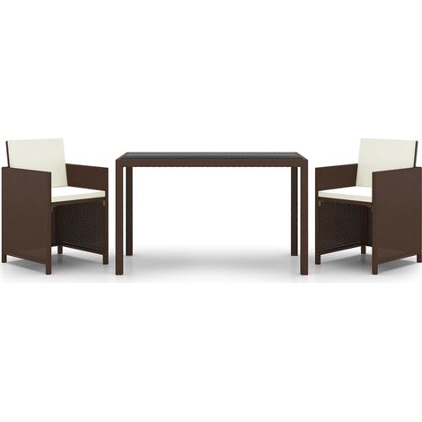 Maison Exclusive - 3-tlg. Garten-Essgruppe mit Kissen Poly Rattan