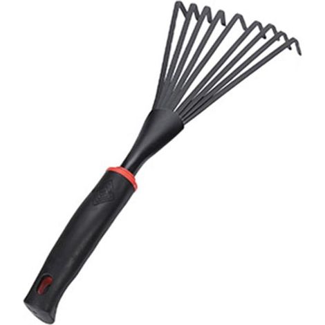 Gartenrechen, 13-Zoll-Edelstahl-Buschrechen, kurzer Stiel, geeignet für Gartenarbeiten, kann zum Auflockern des Bodens, Pflanzen und Jäten verwendet werden.