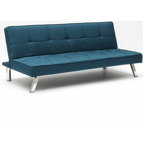 Divano letto in tessuto 2 posti design moderno Gemma pronto letto - Blu
