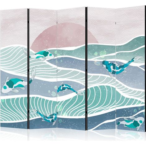 Paravento decorativo artgeist pesci koi turchese 225x172 cm