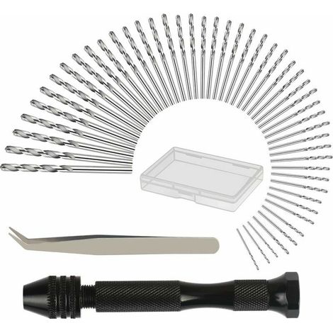 Perceuse à Main Hand Drill Avec 48 Pcs Mini Foret Fraise Twist (0.6-3mm) Perceuse Manuelle Outils Pour Bricolage Forage (1/3)