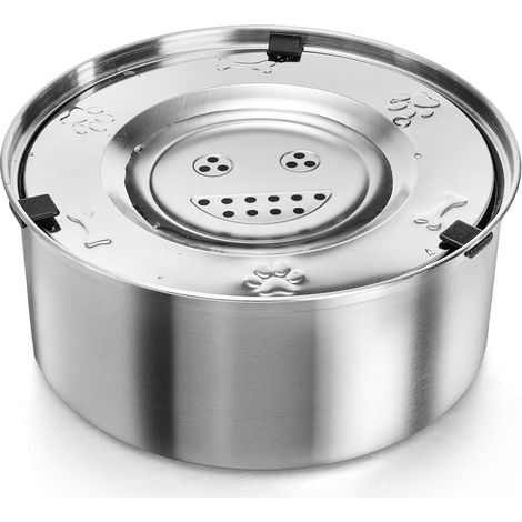 No Spill 3L Dog Water Bowl, 101oz Stainless Steel Dog Water Feeder No Drip Slow Pet Bowl with Floating Disk Large Capacity Pet Drinking Dispenser Vehicle Carried Travel Water Bowl for Dogs, Cat (1/5)