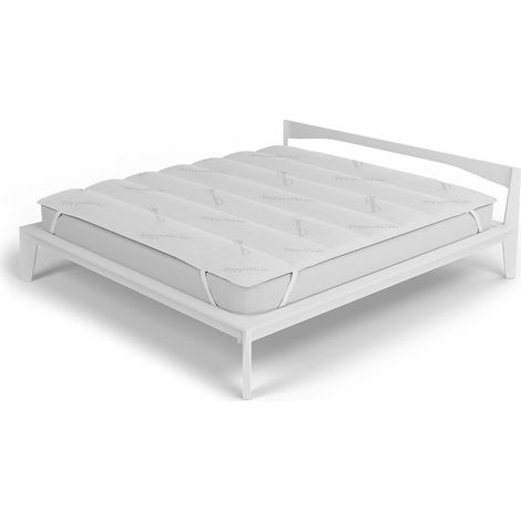 Topper Trapuntato Imbottito Singolo con Elastici Grigio Chiaro (1/2)