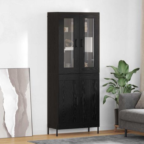Highboard Schwarz Eichen-Optik 69,5 x 34 x 180 cm Holzwerkstoff