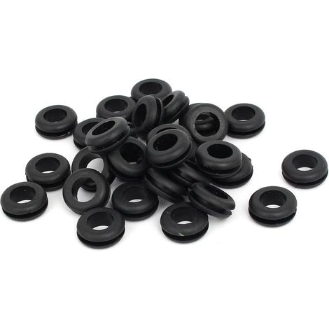 Passe Fil Caoutchouc Oeillet Passe Câble Bague étanchéité joint câblage électrique 10mm diamètre intérieur Noir 30pcs (1/4)