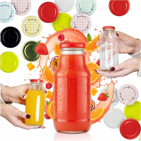 10x BOTTIGLIE DI VETRO PER SUCCO LINQUES KUBUŚ SOCZEK 330ml BOTTIGLIA DI SUCCO (1/5)