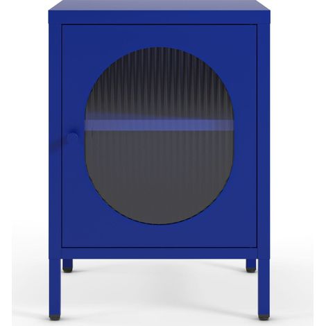 Table de chevet 1 porte en métal bleu électrique 40 cm - Ysia