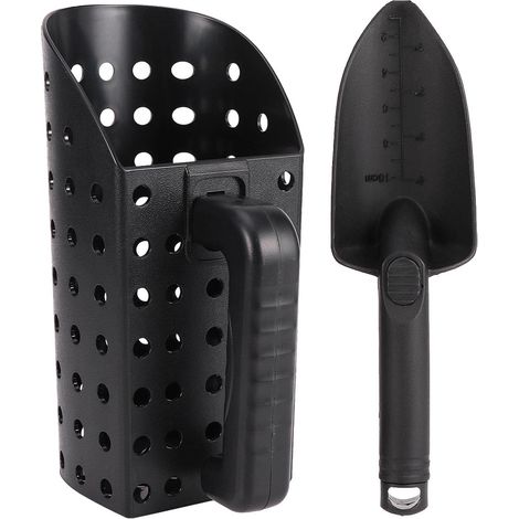 (noir, taille : 2 pièces)Pelle à sable et pelle - Accessoires de détection de métaux - Pelle à trésor - Outil à main - Pelle à sable professionnelle
