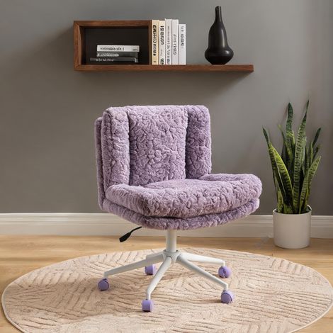 Chaise de bureau purple en faux fur 63 x 67 x 94 cm (1/5)