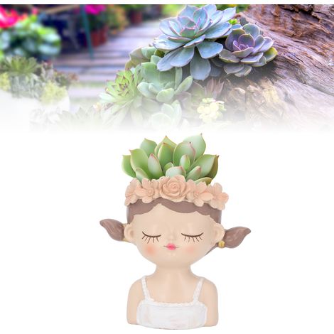 Pot de fleurs en résine pour fille, accessoire de jardin, pot de fleurs, cactus juteux, vase, sculpture, décoration pour la maison ou la chambre. (1/5)