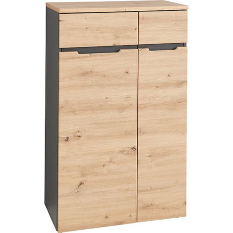 Büroschrank 2-türig, 75cm breit, graphit mit Eiche, MANRESA-36 (1/5)