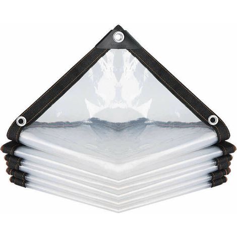 Bâche transparente imperméable 200x200 cm, œillets, PE, anti-déchirure – DELKEVIC